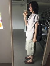 Terine seersucker check shirt (3color)