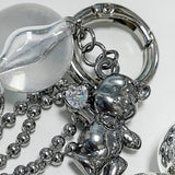 Cubic metallic Bear keyring [soft silver]