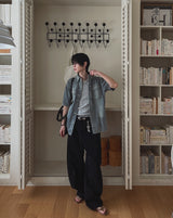 Bart Camo Cutout Wide Denim Pants