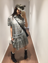 Cold check collar dress (2color) 
