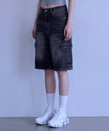 Basic Washing Bermuda Cargo Denim Pants - 3COLOR