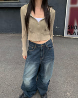 Back damage denim pants