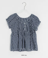Pocochi Check Shirring Blouse