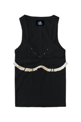 STUD FRILL SLEEVELESS (BLACK) 