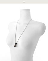 black wood & silver drop 3 necklace