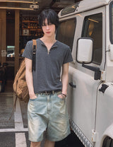 [LANARCH] ハーフジップアップ半袖Tシャツ