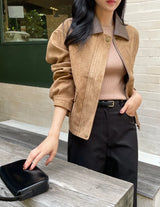 Hent Leather Collar Suede Jacket