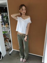 Las Lace Off-shoulder T-shirt (3color)