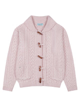 Toggle Button Wool Cable Knit Cardi In pink
