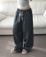 [Unisex/Summer Pants] レブリネンストライプ バンディングパンツ (4 colors)