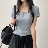 デーモスパンボタンショートスリーブTシャツ