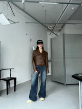 BACK POINT DENIM WIDE PANTS
