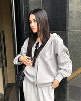 Asel Hooded zip-up Gray