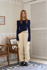 カットオフショルダーニット NAVY