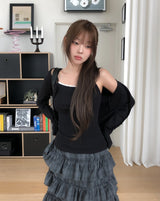 [Sleeveless + Cardigan Set] モリン レースレイヤードカーディガン