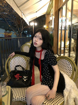Red Rose pin + knit scarf