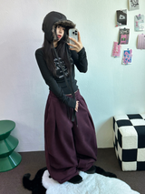 パラシュートツーピンタックバルーンロングワイドパンツ 🖤🩶💜🤎🩷5COLOR