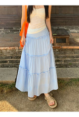sky frill cancan long skirt