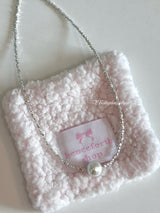 Irregularly shaped silver pearl necklace
