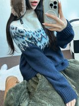 ウール🧸 アンゴラスノーフラワーロウンフニット❤🤎🩵💙4カラー