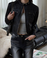 [F/W] Crop suede zipper jacket(2color)