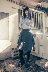 Strap layered midi skirt (Charcoal)