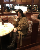 [ORIGINAL] センターウエストタイウールショートコート