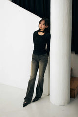 LISE SHIRRING TOP / BLACK