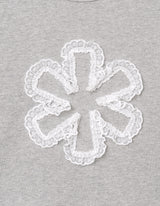 DELAY OFF レースクロップTシャツ (メランジグレー)