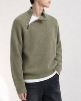 (UNISEX) ショルダー ハーフ ジップアップ ラグラン ニット
