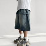 Meto waistband side snap denim Bermuda pants (5 colors)