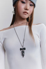 BOW&GRAPE LONG NECKLACE (CREAM)