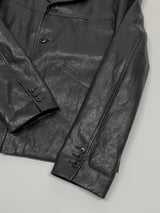 [Unisex] クロップレザーシングルオーバーフィットジャケット