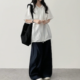Lenny waist banding color nylon rust lock wide pants