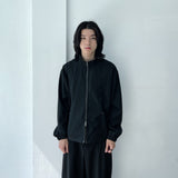 Minimalist Structural Aesthetic Drawstring Hem Striped Stand Collar Jacket