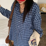 [Same-day shipping🚚/Jangmaru look☔] Bow overfit boxy fit long-sleeved checkered shirt 2 colors