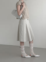 Cotton Gored Flare Midi Skirt