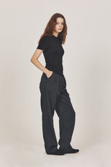 wool blended Half top_black