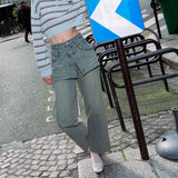 レイヤーデニムワイドパンツ