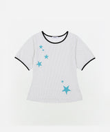 DOT STAR LINGER SLIM T-SHIRTS [WHITE]