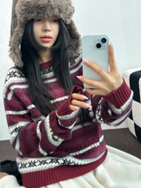 ノルディックスノーフラワーディアニット🦌❤💙🩶3COLOR