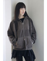 フリース フーディー ジップアップ(BROWN)