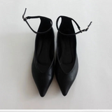 POINTED STRAP FLAT SHOES (LEATHER BLACK, SUEDE PINK, SUEDE BLACK 3COLORS!)