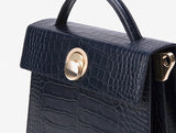 LAZEL MINI CROC ショルダーレザーバッグ / Wani Navy