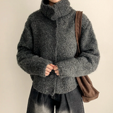 Hani cozy high neck button cardigan