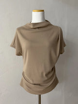 Brick Shirred Cap Sleeve T-shirt
