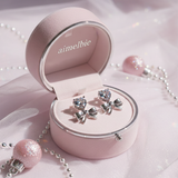 [Aespa Winter Earrings] ハートクリスタルアンドリボンピアス-シルバー