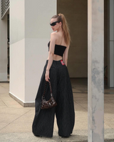 PUSH PUSH PP STRIPES PANTS ストライプワイドパンツ（ブラック）