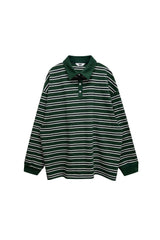 アレテ ストライプ オーバーフィット カラー Tシャツ / グリーン