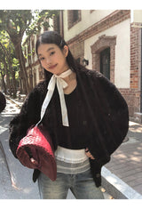 lace frill scarf long-sleeve t-shirt